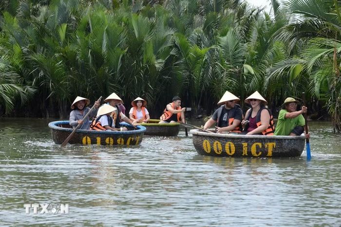Du khách đến tham quan rừng dừa Bảy Mẫu (phường Hội An Đông). (Ảnh minh họa: Hải Âu/TTXVN)
