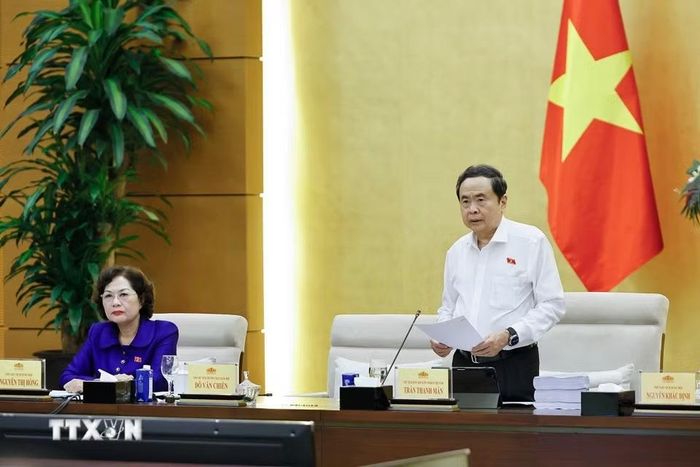 Chủ tịch Quốc hội Trần Thanh Mẫn phát biểu khai mạc Phiên họp thứ 7 của Ủy ban Thường vụ Quốc hội. (Ảnh: Doãn Tấn/TTXVN)