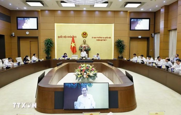 Chủ tịch Quốc hội Trần Thanh Mẫn phát biểu khai mạc Phiên họp thứ 7 của Ủy ban Thường vụ Quốc hội. (Ảnh: Doãn Tấn/TTXVN)
