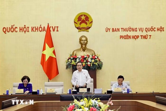 Chủ tịch Quốc hội Trần Thanh Mẫn phát biểu khai mạc Phiên họp thứ 7 của Ủy ban Thường vụ Quốc hội. (Ảnh: Doãn Tấn/TTXVN)