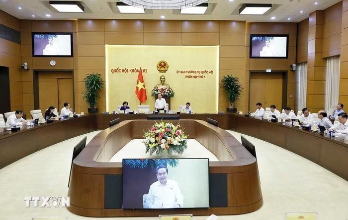 Chủ tịch Quốc hội Trần Thanh Mẫn phát biểu khai mạc Phiên họp thứ 7 của Ủy ban Thường vụ Quốc hội. (Ảnh: Doãn Tấn/TTXVN)
