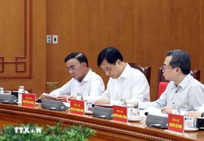 Các đại biểu tham dự cuộc làm việc. (Ảnh: Thống Nhất/TTXVN)