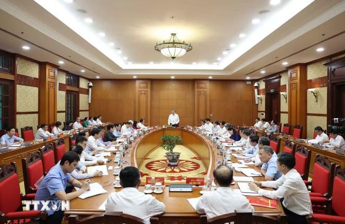 Tổng Bí thư, Chủ tịch nước Tô Lâm làm việc với Ban Tuyên giáo Trung ương. (Ảnh: Thống Nhất/TTXVN)