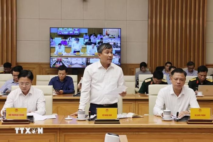 Thứ trưởng Thường trực Bộ Ngoại giao Nguyễn Minh Vũ, Trưởng Ban Thư ký Quốc gia APEC 2027 phát biểu. (Ảnh: Lâm Khánh/TTXVN)