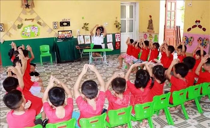 Hoạt động dạy học tại trường Mầm non Liên Minh, xã Liên Minh (Ninh Bình).