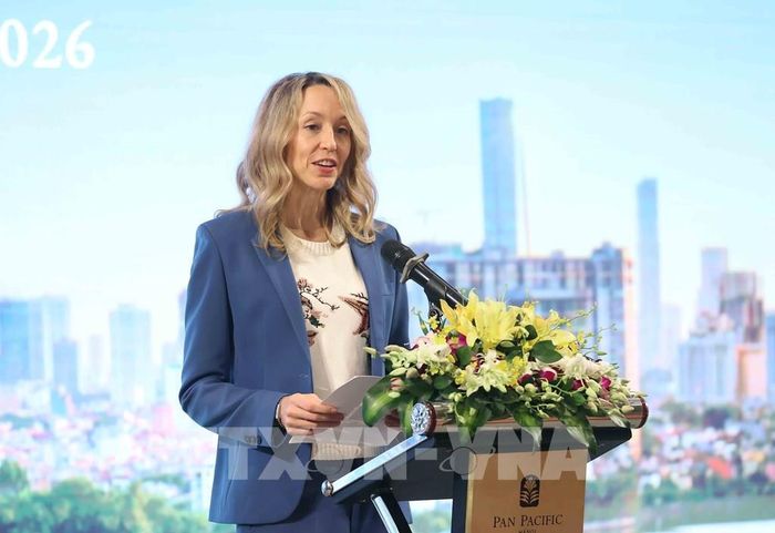 Phó Đại sứ Hoa Kỳ tại Việt Nam Courtney Beale phát biểu. Ảnh: An Đăng - TTXVN