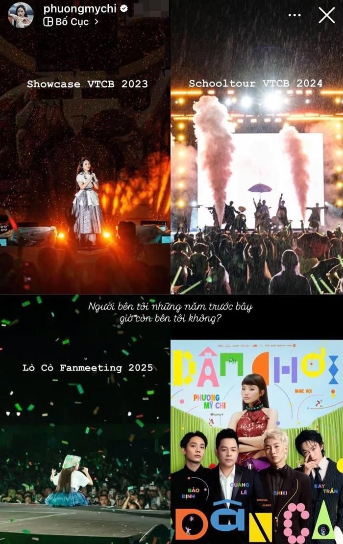 Phương Mỹ Chi chia sẻ khoảnh khắc 3 đêm nhạc trước đây của cô đều có mưa. Nhiều khán giả lo lắng về tình hình thời tiết cho đêm nhạc 3/10 sắp tới nhưng cũng sẽ "quẩy" hết mình cùng Phương Mỹ Chi.