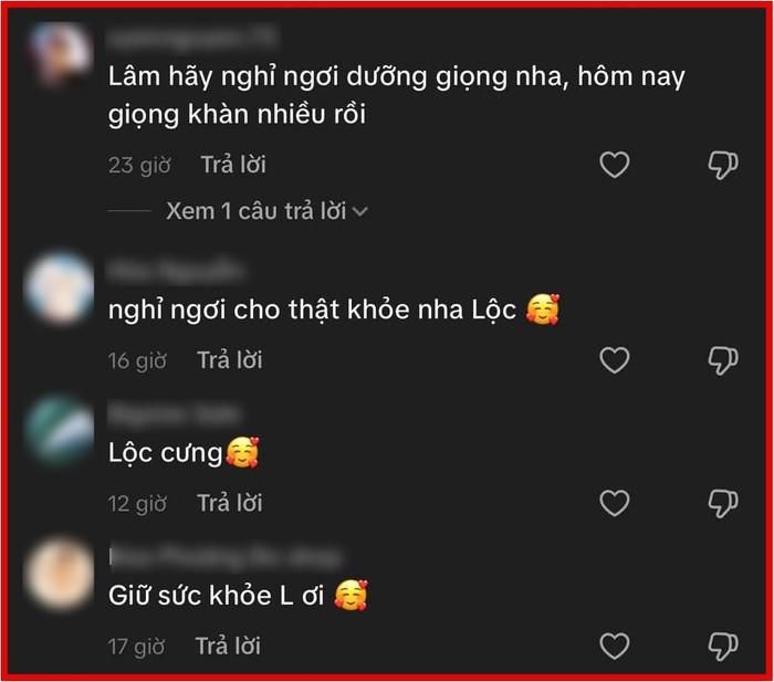 Người hâm mộ lo lắng cho sức khỏe của Hoài Lâm.