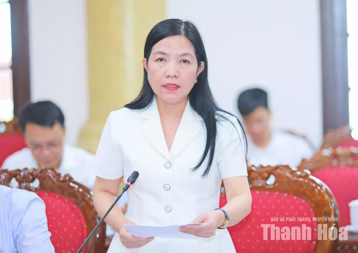 Chủ nhiệm Ủy ban Kiểm tra Tỉnh ủy Phạm Thị Thanh Thủy phát biểu tại hội nghị.