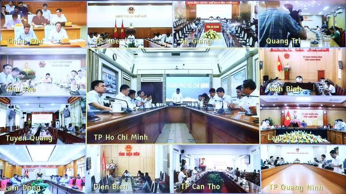 Các điểm cầu trực tuyến tại phiên họp. Ảnh chụp màn hình.