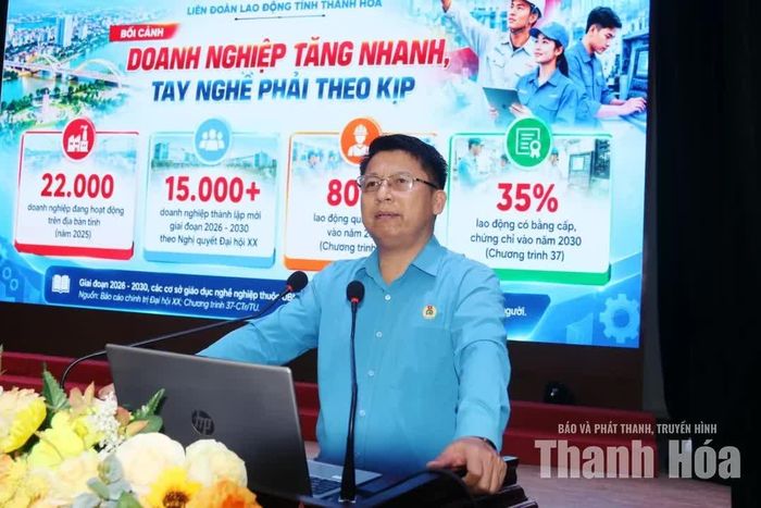 Đại diện Liên đoàn Lao động tỉnh triển khai Kế hoạch số 168/KH-LĐLĐ thực hiện Chương trình số 37-CTr/TU.