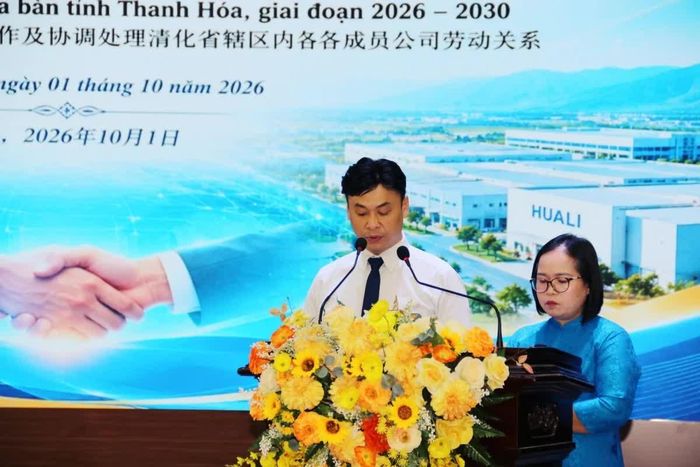 Đại diện Tập đoàn Hoa Lợi phát biểu tại hội nghị.