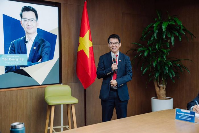 TS. Trần Quang Huy - Trưởng ban Đào tạo Viện Quản trị và Công nghệ FSB (Trường Đại học FPT) phát biểu tại lễ ra mắt chương trình CU Denver MBA tại Việt Nam.