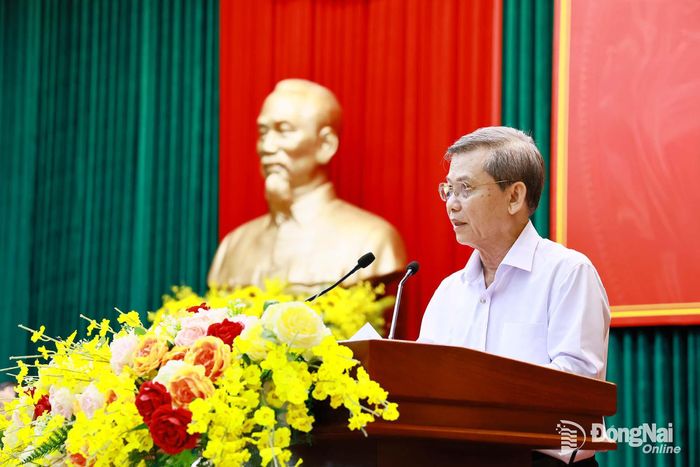 Ủy viên Bộ Chính trị, Bí thư Trung ương Đảng, Trưởng ban Nội chính Trung ương Lê Minh Trí, Đại biểu Quốc hội đơn vị thành phố Đồng Nai phát biểu ý kiến với cử tri tại hội nghị. Ảnh: Công Nghĩa