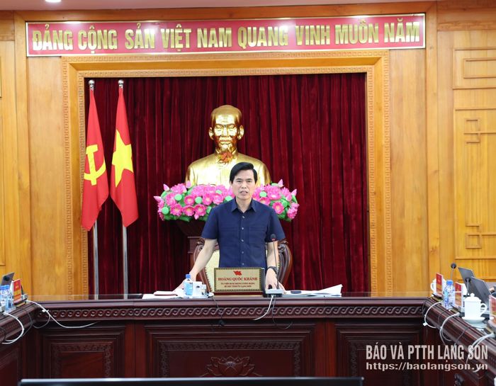 Đồng chí Hoàng Quốc Khánh, Ủy viên Trung ương Đảng, Bí thư Tỉnh ủy phát biểu tại hội nghị