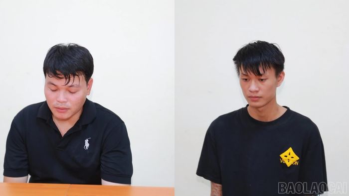 Đối tượng Lý Văn Đáp và Bùi Ngọc Minh tại cơ quan công an.