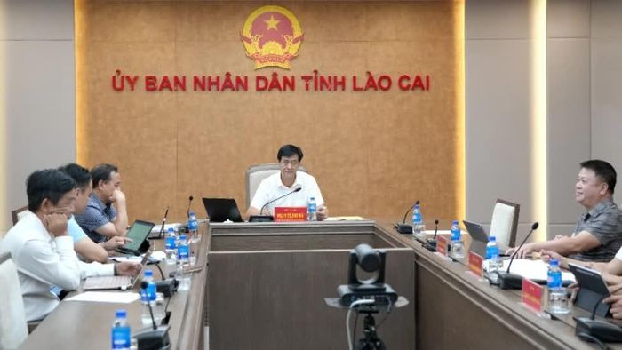 Đại biểu dự họp tại điểm cầu tỉnh Lào Cai.