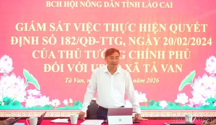 Đồng chí Nguyễn Chương Phát - Phó Chủ tịch Ủy ban Mặt trận Tổ quốc Việt Nam tỉnh, Chủ tịch Hội Nông dân tỉnh phát biểu tại buổi giám sát.