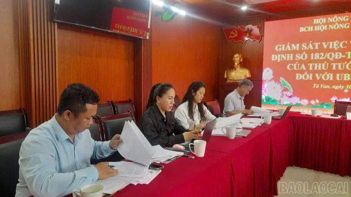Đoàn giám sát kiểm tra hồ sơ, tài liệu liên quan đến công tác lãnh đạo, chỉ đạo của cấp ủy, chính quyền địa phương.