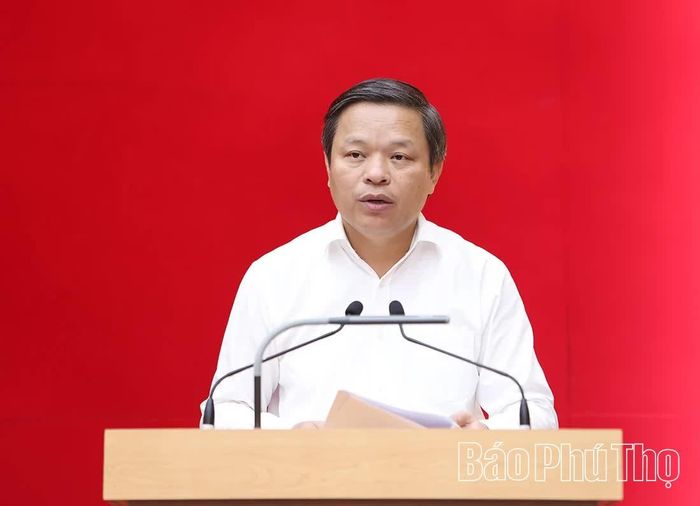 Đồng chí Phó Chủ tịch UBND tỉnh Phan Trọng Tấn phát biểu tham luận tại hội nghị.