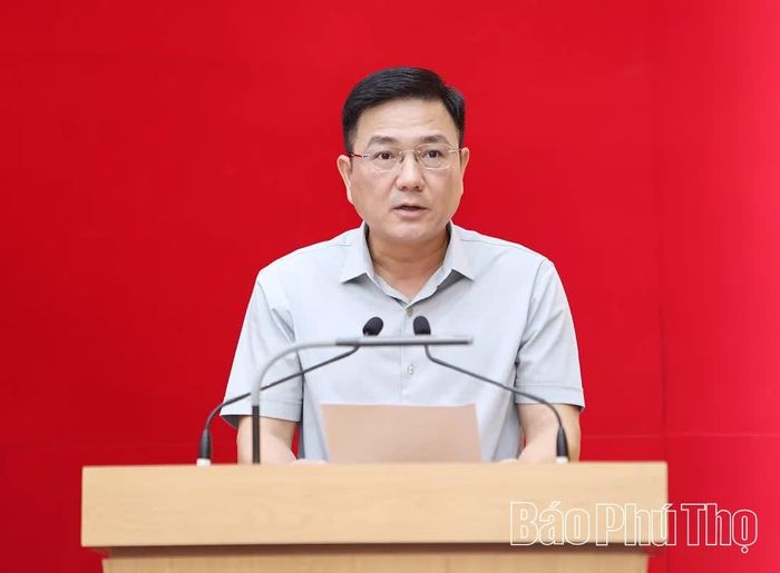 Đồng chí Phó Chủ tịch UBND tỉnh Vũ Việt Văn phát biểu tham luận tại hội nghị.