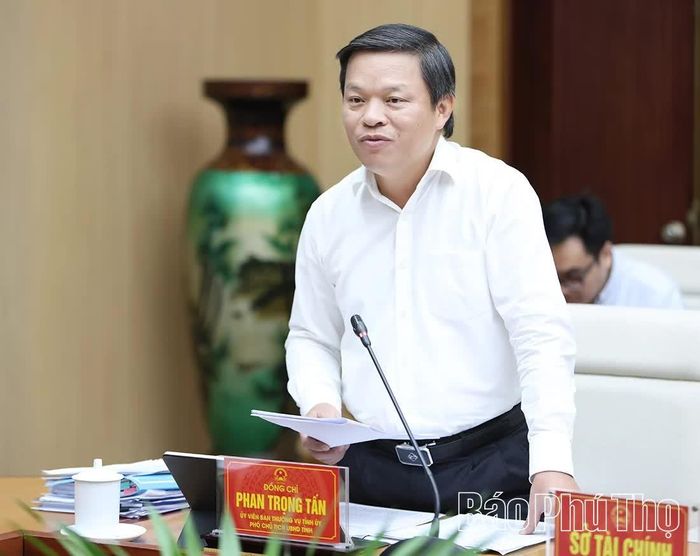 Đồng chí Phó Chủ tịch UBND tỉnh Phan Trọng Tấn phát biểu tại hội nghị.
