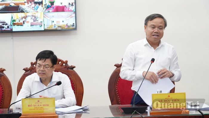 Đồng chí Lê Đức Tiến, Phó Chủ tịch UBND tỉnh phát biểu tại buổi làm việc - Ảnh: Q.V