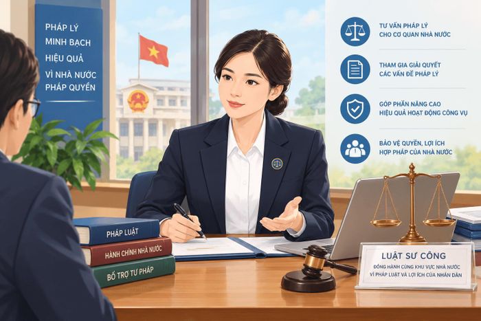 Chế định luật sư công là bước đột phá thể chế trong công tác bổ trợ tư pháp và nâng cao năng lực pháp lý cho khu vực công. Hình ảnh do AI tạo