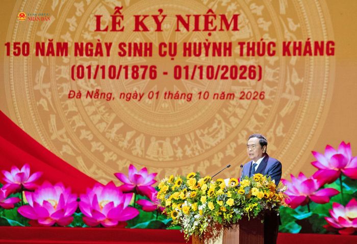 Chủ tịch Quốc hội Trần Thanh Mẫn phát biểu tại Lễ kỷ niệm. Ảnh: Lâm Hiển