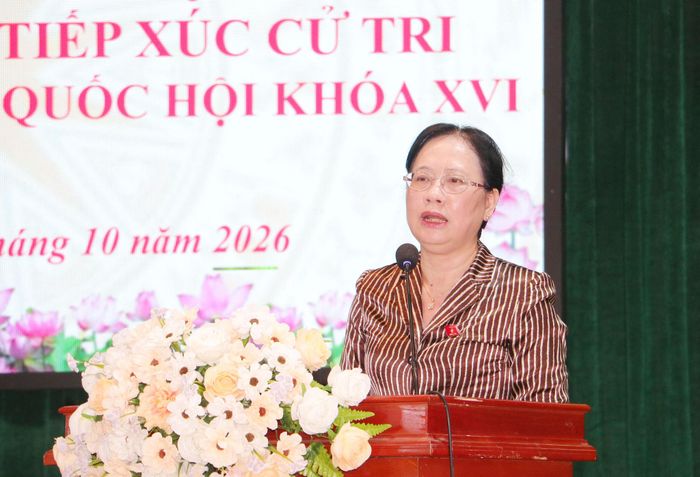 Phó Chủ nhiệm Văn phòng Quốc hội Nguyễn Thị Thúy Ngần phát biểu tiếp thu ý kiến, kiến nghị của cử tri. Ảnh: Đức Tuấn