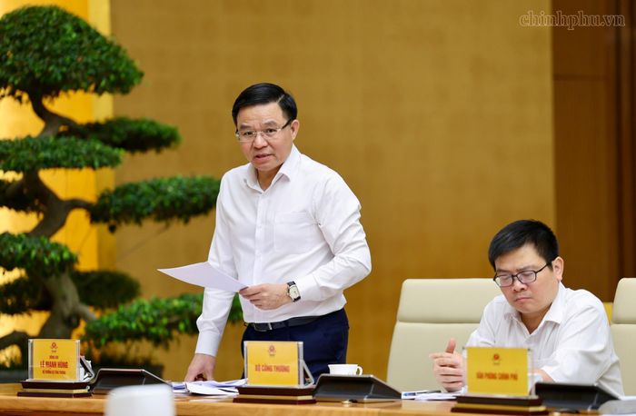  Bộ trưởng Công Thương Lê Mạnh Hùng phát biểu tại cuộc họp. Ảnh: VGP. 