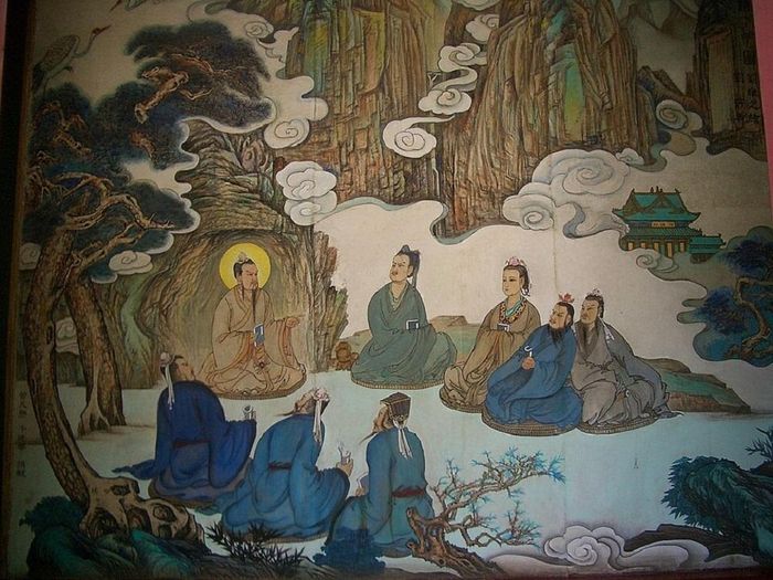 Vương Trùng Dương và Toàn Chân thất tử, tranh vẽ trên tường am Trường Xuân tại Vũ Hán.