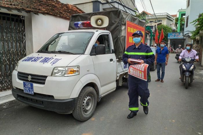 Xã Hoài Đức tổ chức tuyên truyền PCCC. Ảnh: Bảo Hân