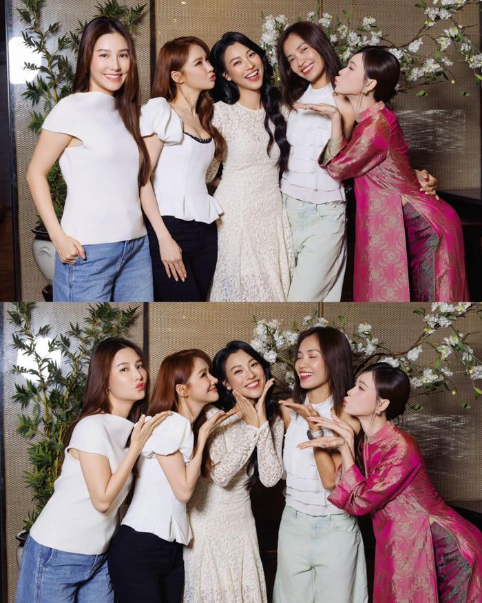 Hoàng Oanh cùng Diễm My 9X, Nhã Phương, Phan Lê Ái Phương, Sam đều thuộc thế hệ 9X đời đầu, không chỉ gắn bó qua các hoạt động nghệ thuật mà còn nhiều sở thích chung. Hoàng Oanh nói cô trân trọng những người bạn đồng hành với nhau từ khi thanh xuân đến lúc trưởng thành hơn vẫn có thể cùng ăn uống, trò chuyện, vui vẻ như 18-20 năm trước.