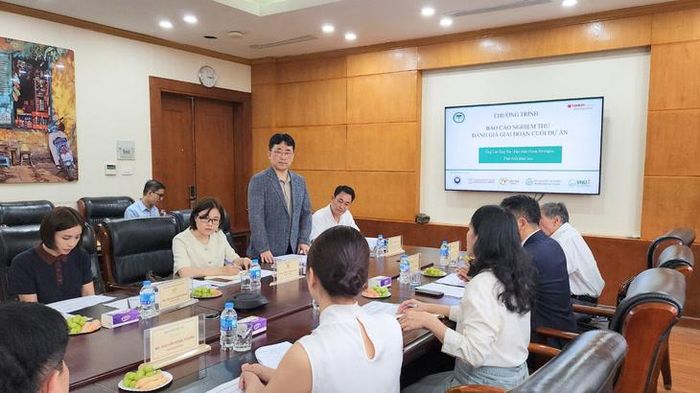 Đại diện phía Tập đoàn Orion – Hàn Quốc phát biểu tại buổi nghiệm thu dự án nghiên cứu.