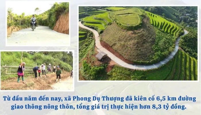 Đường giao thông nông thôn dẫn lên khu Khe Táu (xã Phong Dụ Thượng), giúp phát triển du lịch. Ảnh: Báo Lào Cai.