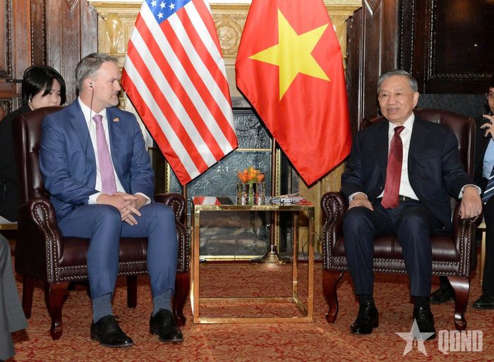 Tổng Bí thư, Chủ tịch nước Tô Lâm tiếp Đại sứ Jamieson Greer, Đại diện Thương mại Mỹ ngày 21/9 (giờ địa phương). Ảnh: QĐND.