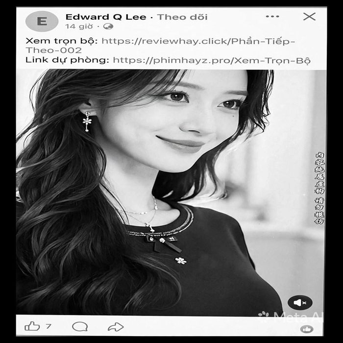 Tài khoản đăng phim ngắn kèm lời mời theo dõi và các đường dẫn tới website “xem trọn bộ”. Ảnh chụp màn hình