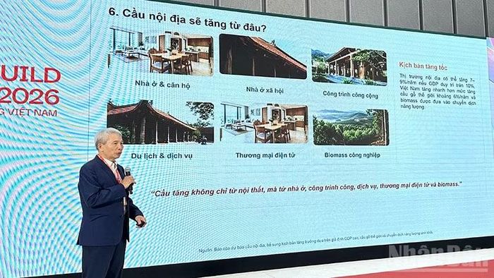 Tổng Thư ký Hiệp hội Gỗ và Lâm sản Việt Nam Ngô Sỹ Hoài chia sẻ ý kiến tại hội thảo. (Ảnh: HOÀNG LIÊM)