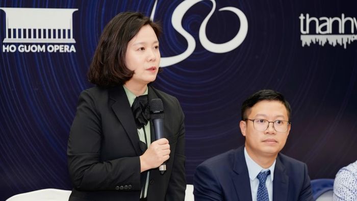 Phó Giám đốc Sở Văn hóa, Thể thao và Du lịch Hà Nội Lê Thị Ánh Mai phát biểu. (Ảnh: Ban tổ chức cung cấp)