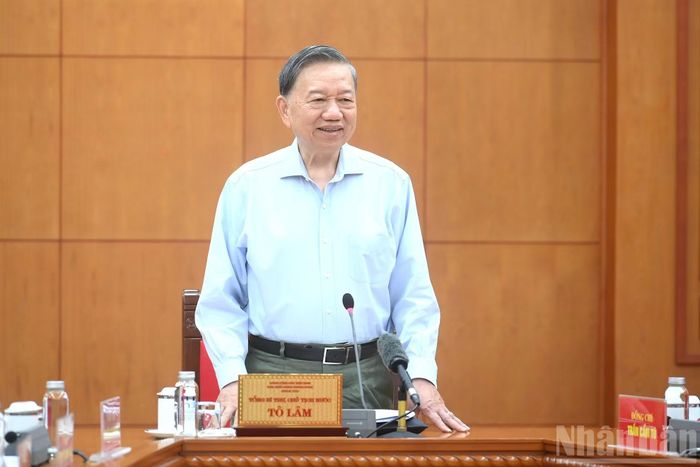 Tổng Bí thư, Chủ tịch nước Tô Lâm phát biểu tại cuộc làm việc.