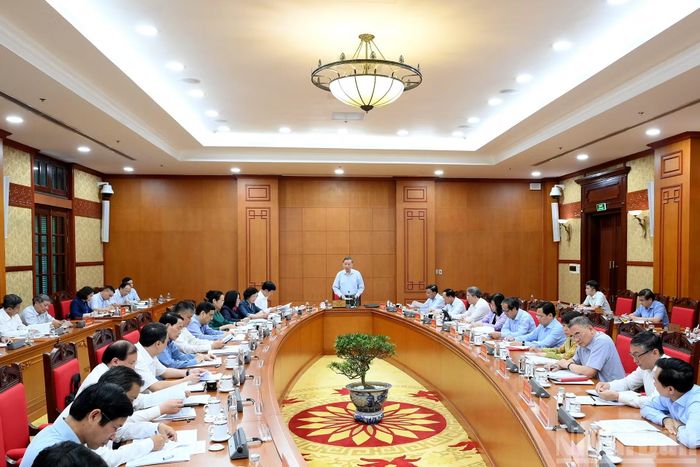 Quang cảnh cuộc làm việc tại Trụ sở Trung ương Đảng.
