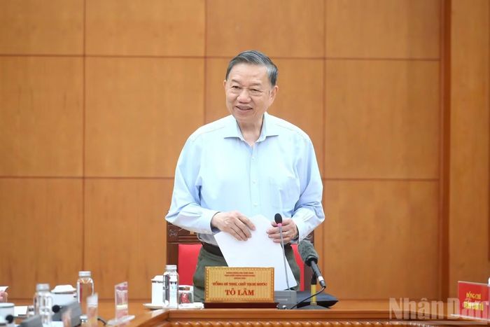 Tổng Bí thư, Chủ tịch nước Tô Lâm phát biểu tại cuộc làm việc.