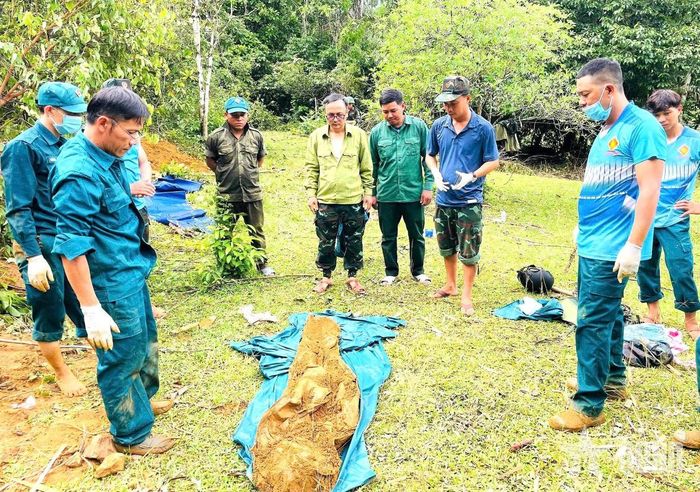 Một hài cốt liệt sĩ được phát hiện ở đầu nguồn suối Nước No, xã Ba Động (tỉnh Quảng Ngãi).