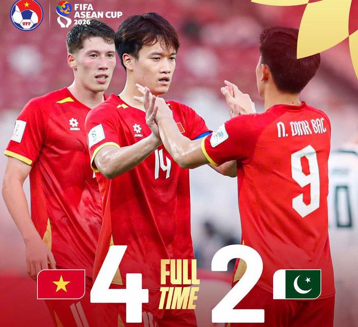  Đội tuyển Việt Nam thắng chung cuộc đội tuyển Pakistan 4-2. Ảnh: VFF