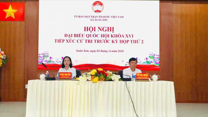 Đồng chí Võ Văn Minh và đồng chí Võ Ngọc Thanh Trúc chủ trì hội nghị