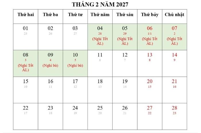  Người dân sẽ được nghỉ Tết 7 ngày liên tục. Ảnh: Bộ Nội vụ 