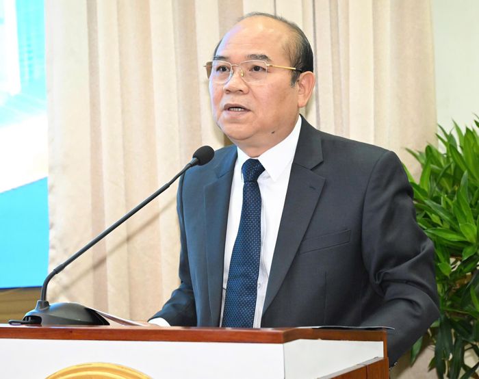  Đồng chí Trần Văn Bảy phát biểu. Ảnh: VIỆT DŨNG 