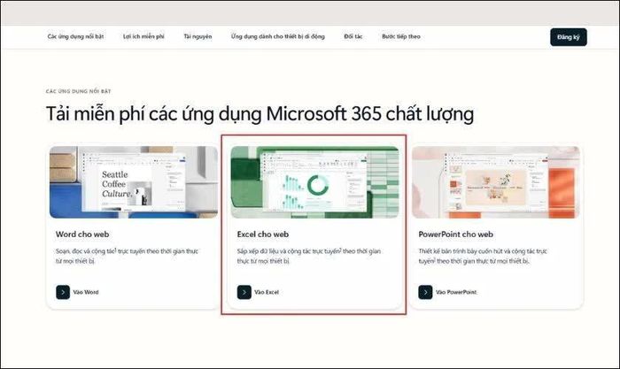 Dùng Excel miễn phí trực tuyến trên trình duyệt.