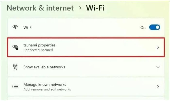 Chọn tên WiFi mà bạn muốn thay đổi địa chỉ IP.